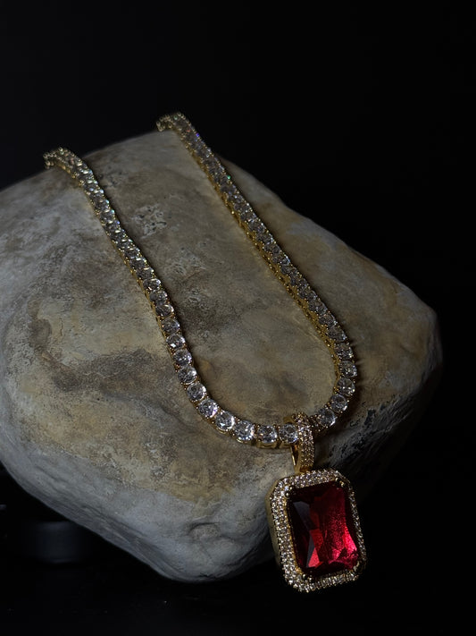 MIDNIGHT RUBY GEM NECKLACE