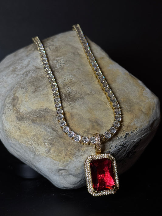 MIDNIGHT RUBY GEM NECKLACE